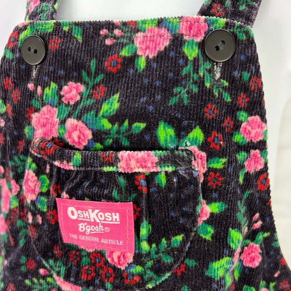 Vintage OshKosh B’Gosh Roses Floral Jumper Dress corduroy pink flowers Size 4T - Picture 4 of 10